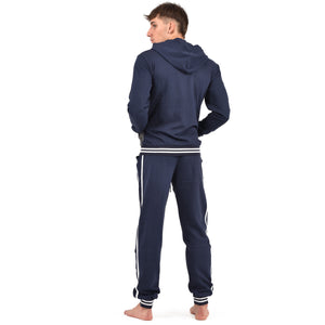 Tuta con cappuccio aperta e zip uomo felpata Biancaluna 1021 blu