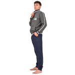 Tuta uomo pigiama completo casa felpato Biancaluna 1020 grigio scuro blu