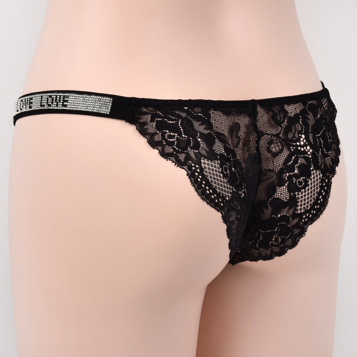 Coordinato Push-up + Brasiliana strass e pizzo nero 53695 Love and Bra 