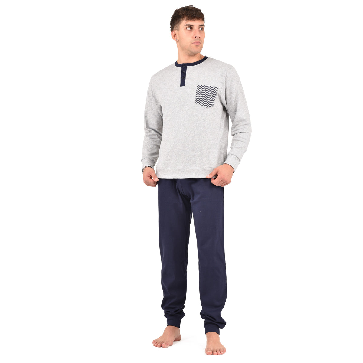 Pigiama uomo con taschino  in caldo cotone Irge MI1866
