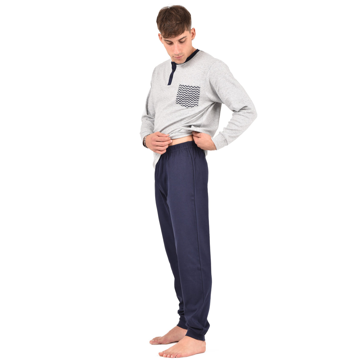 Pigiama uomo con taschino  in caldo cotone Irge MI1866