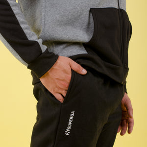 Tuta felpa con cappuccio e zip Superga uomo felpata nero 22313