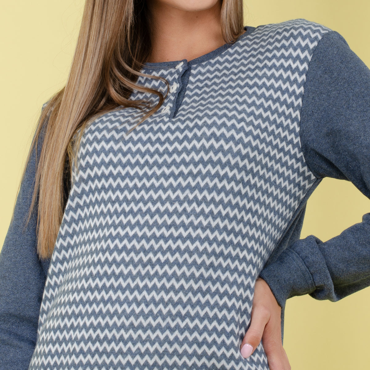 Pigiama donna Ambro cotone felpato con polsini 6504.22 jeans
