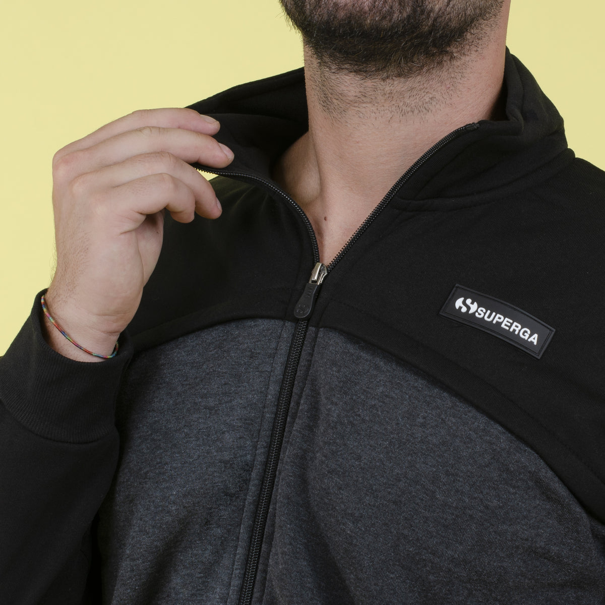 Tuta uomo Superga felpata zip collo alto 22306 nero