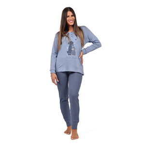 Pigiama donna serafino caldo cotone Infiore FRD1447