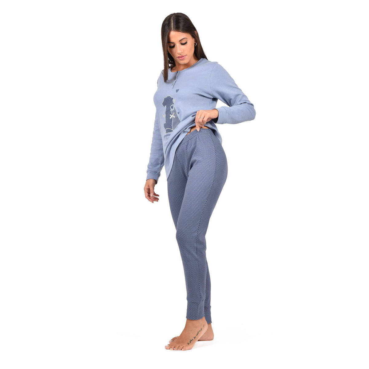 Pigiama donna serafino caldo cotone Infiore FRD1447
