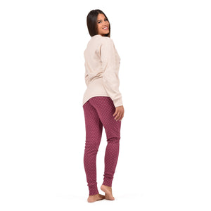 Pigiama donna in caldo cotone Karel SE5356 cuoricini 