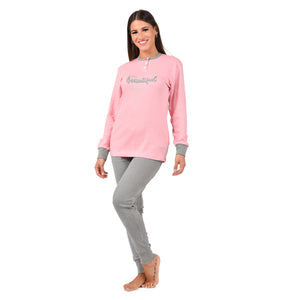 PIgiama donna caldo cotone pied de poule Karel  SE5354
