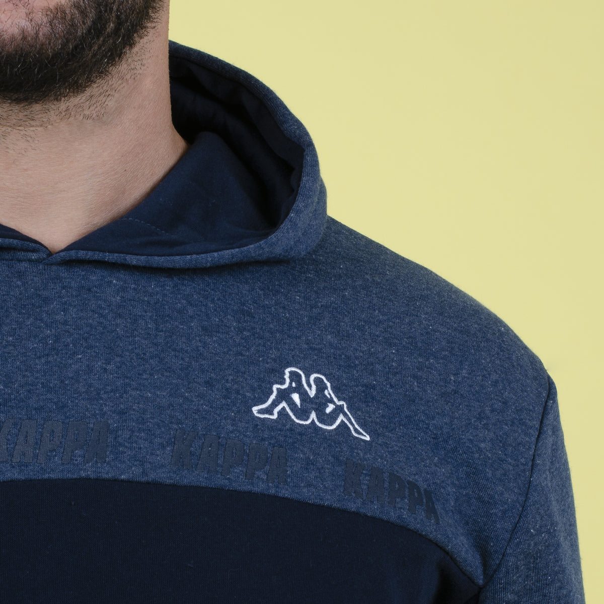 Tuta uomo con cappuccio jeans blu cotone felpato Kappa KMW22164 