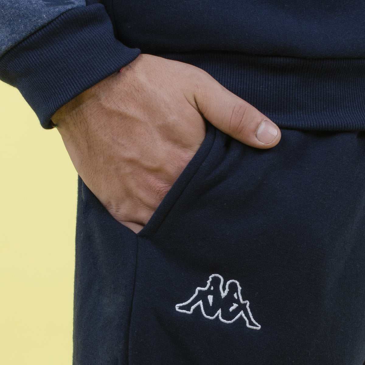 Tuta uomo con cappuccio jeans blu cotone felpato Kappa KMW22164 