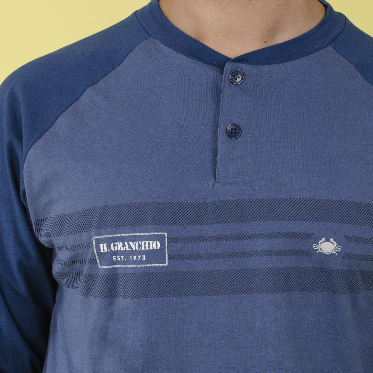 Pigiama uomo cotone leggero Il Granchio GP1041 azzurro denim