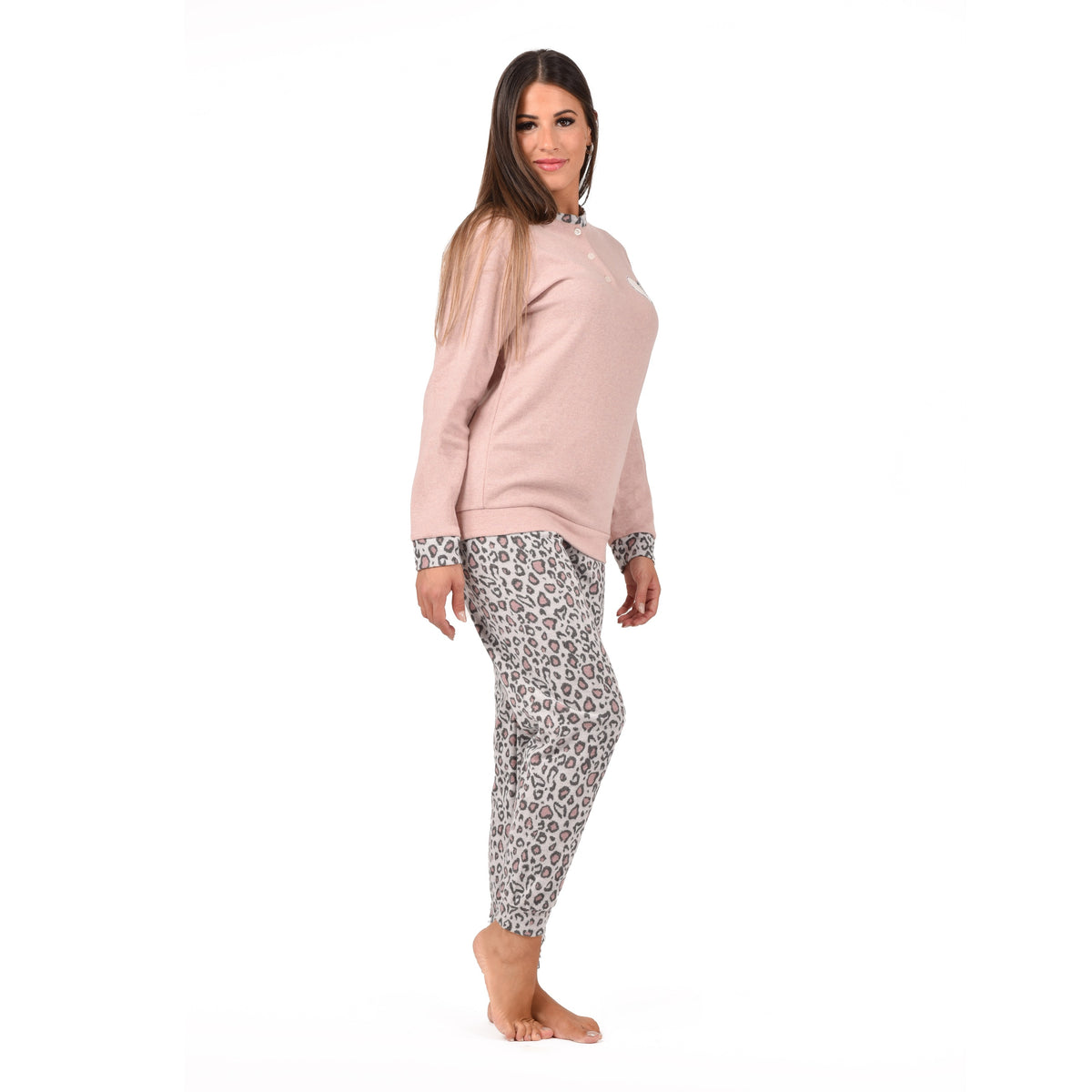 Pigiama donna in punto milano leopardato Karel SE5303