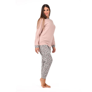 Pigiama donna in punto milano leopardato Karel SE5303