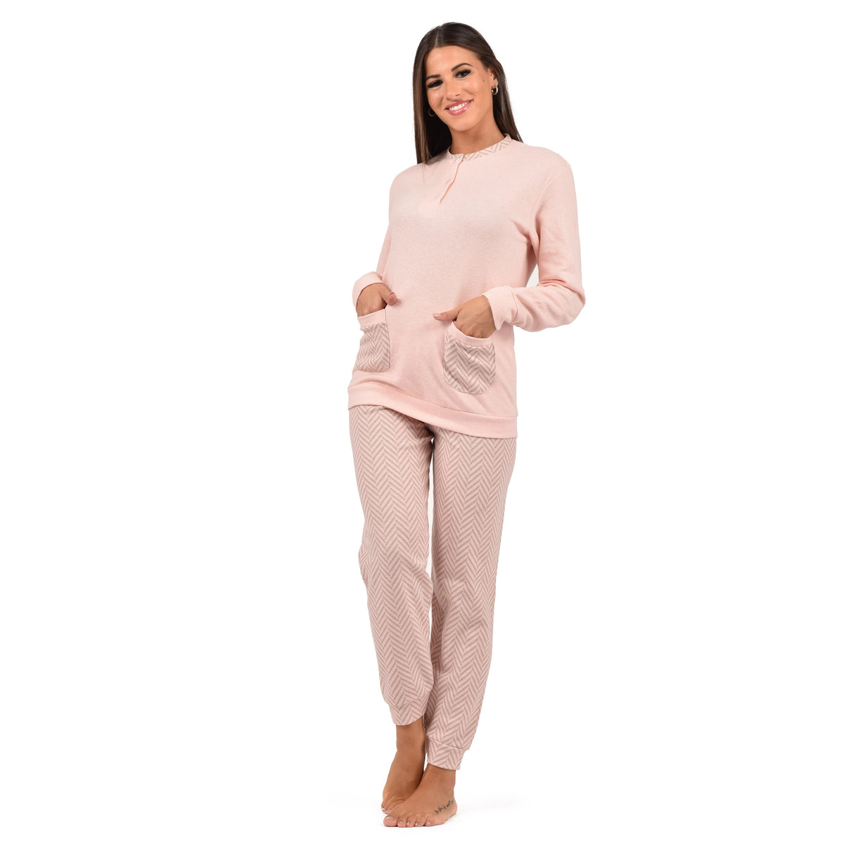 Pigiama donna in punto milano con tasche Karel SE5305