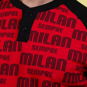 Pigiama uomo Milan serafino cotone leggero B2MI14120 rosso