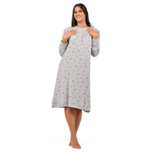 Camicia da notte classica ampia a fiori in caldo cotone Cippi 3159