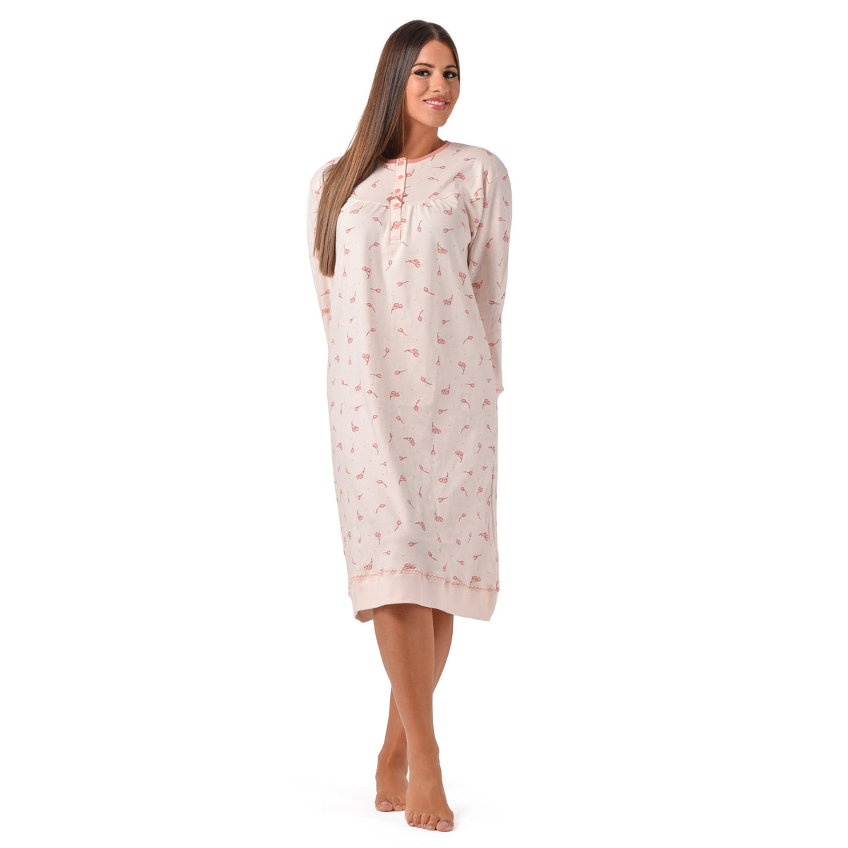 Camicia da notte classica ampia a fiori in caldo cotone Cippi 3159