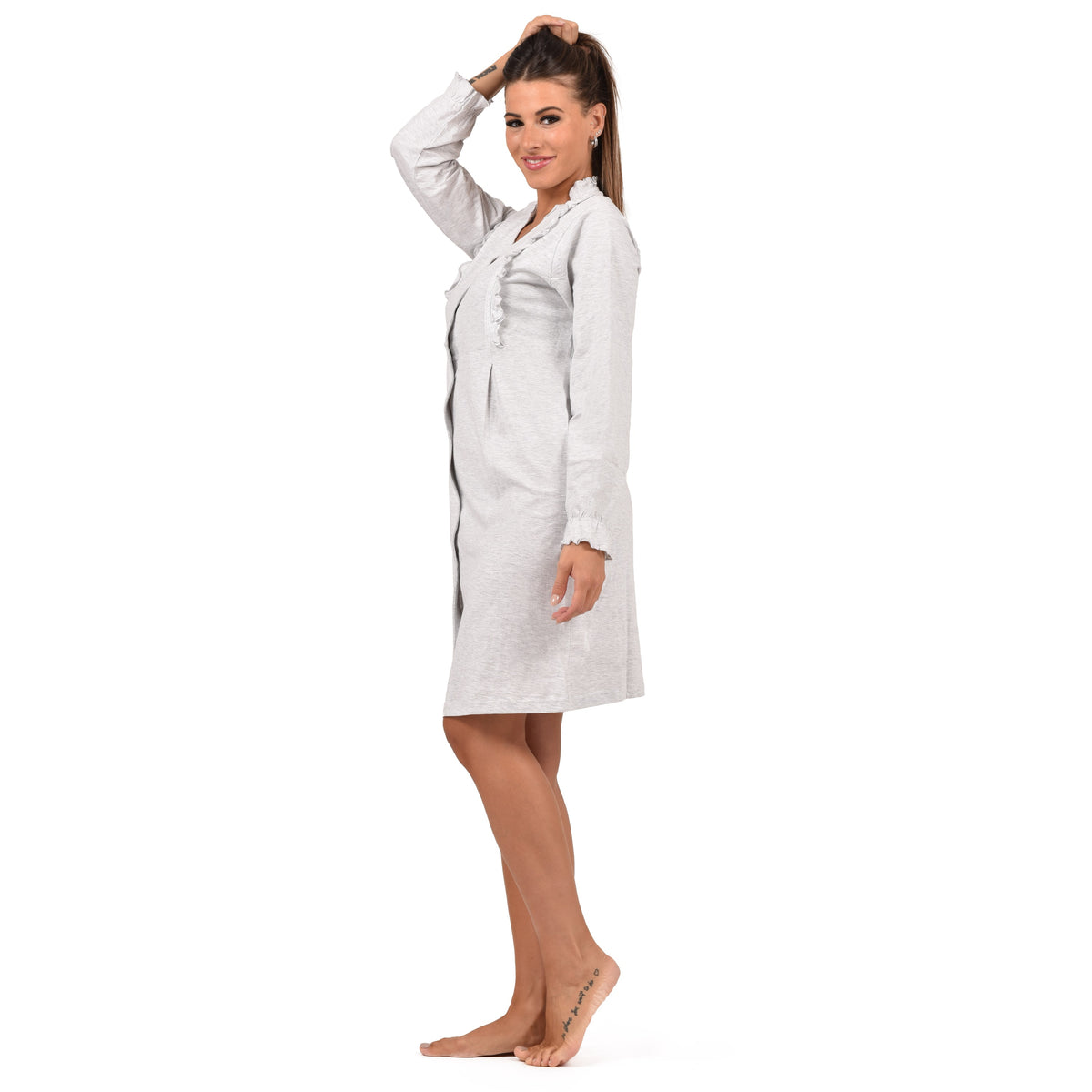 Camicia da notte aperta in caldo cotone Cippi 3162