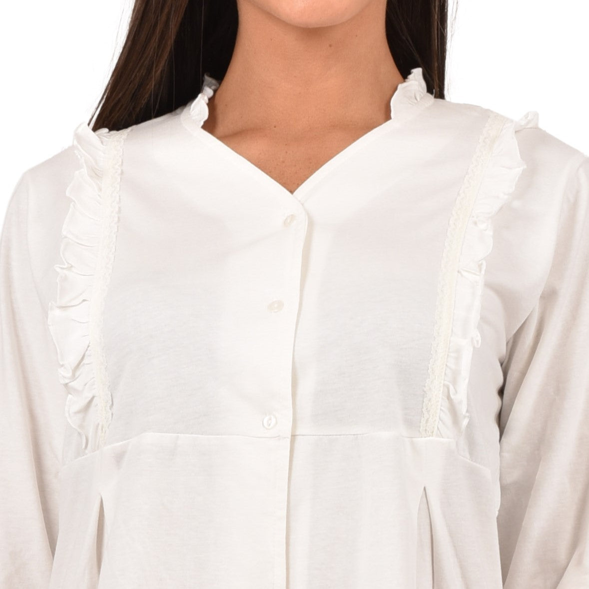 Camicia da notte aperta in caldo cotone Cippi 3162