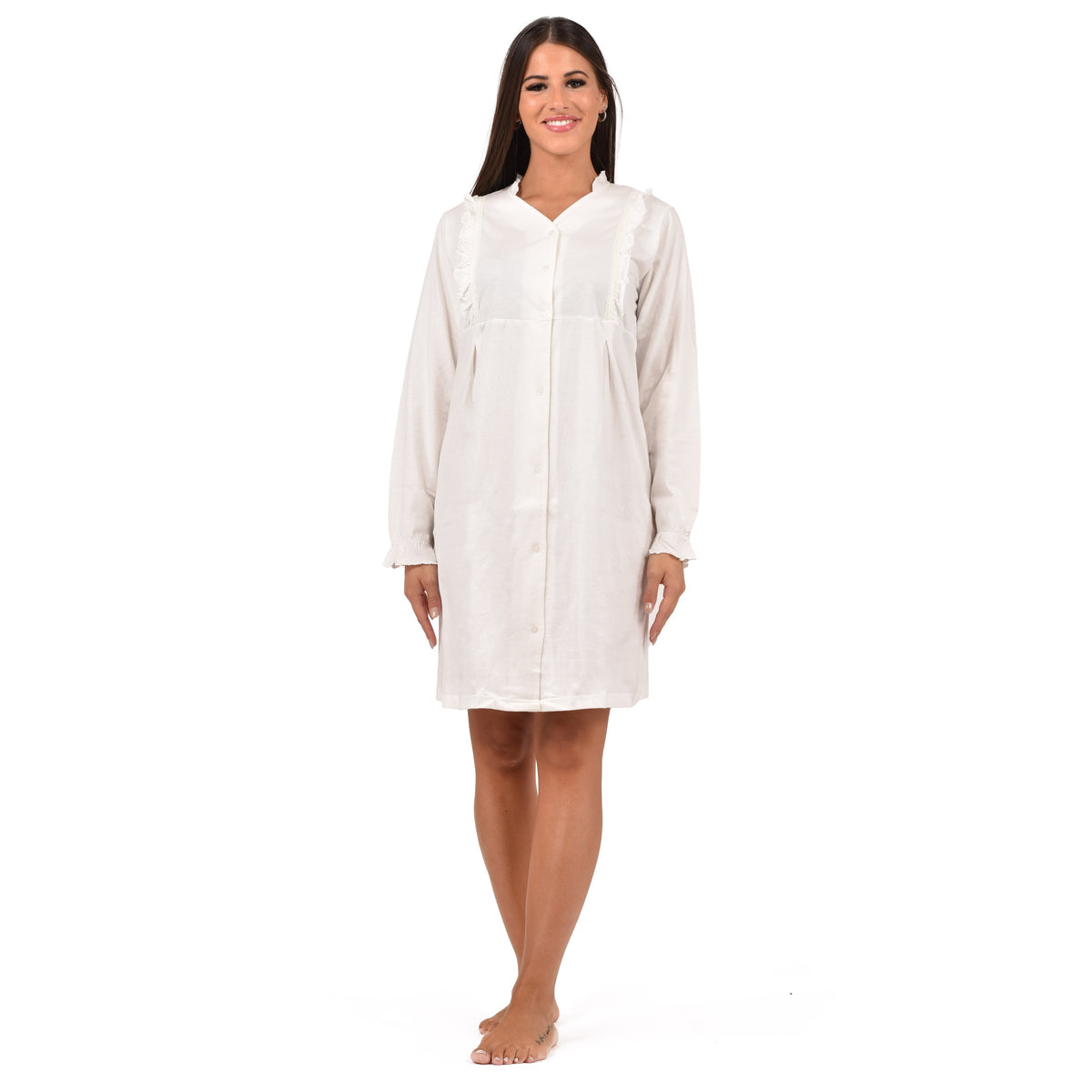 Camicia da notte aperta in caldo cotone Cippi 3162