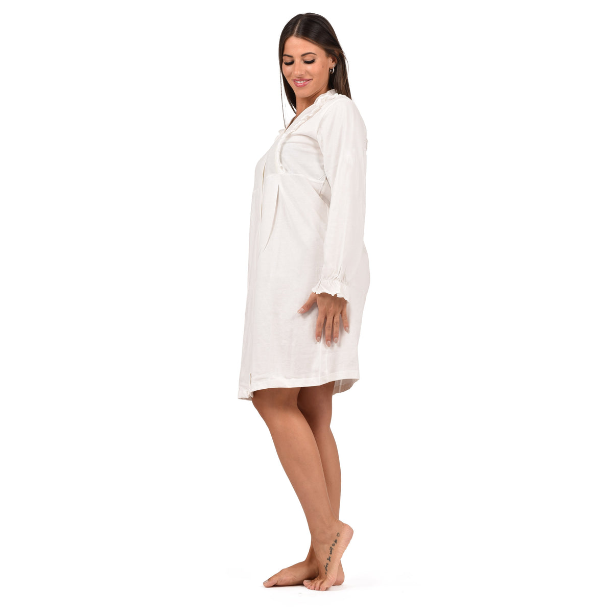 Camicia da notte aperta in caldo cotone Cippi 3162