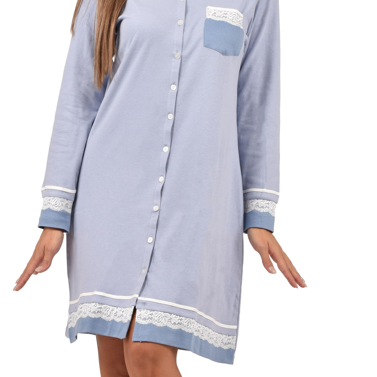 Camicia da notte aperta donna caldo cotone Infiore ELG1662