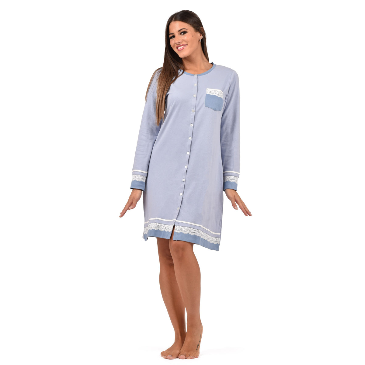 Camicia da notte aperta donna caldo cotone Infiore ELG1662