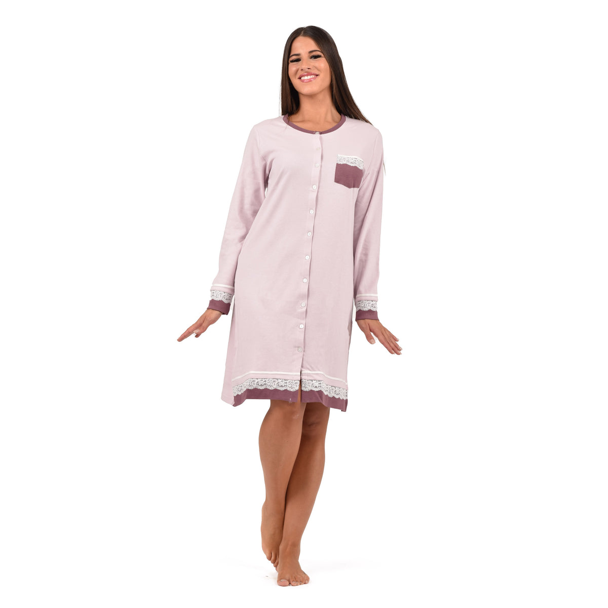 Camicia da notte aperta donna caldo cotone Infiore ELG1662