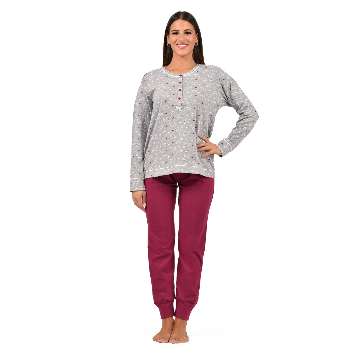 Pigiama donna serafino caldo cotone Infiore SCT1669