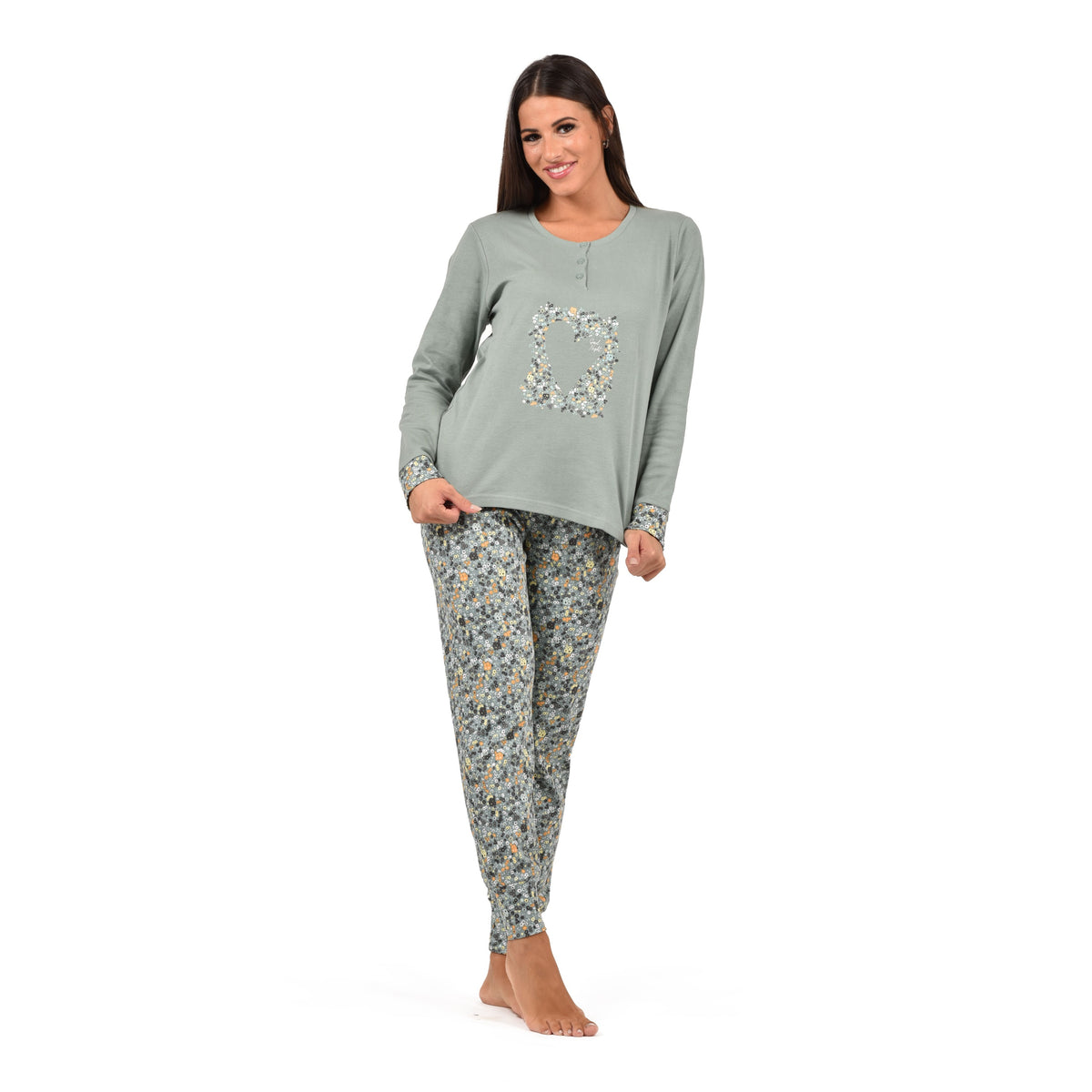 Pigiama donna serafino caldo cotone Infiore BSS1439