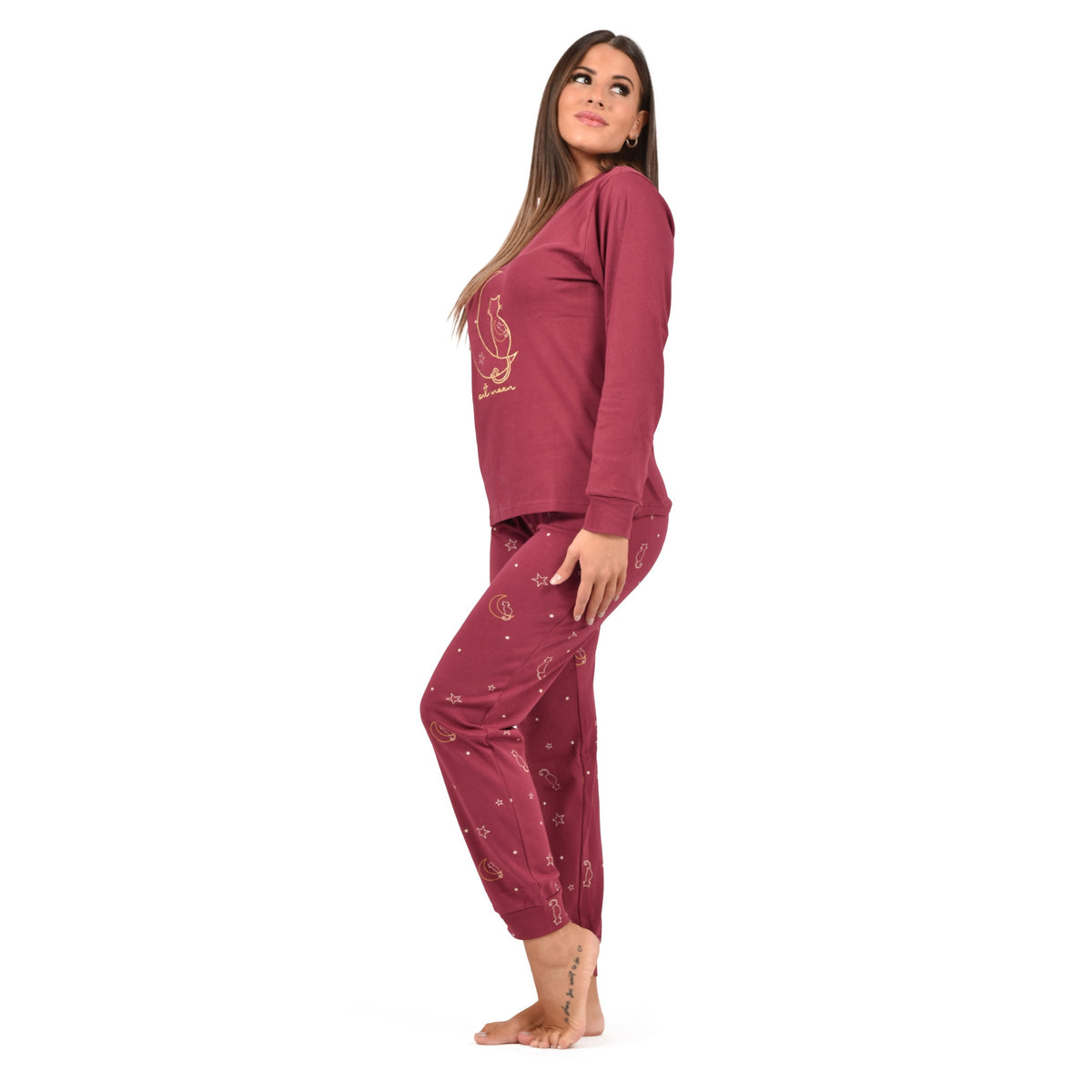 Pigiama donna gatto caldo cotone gattino Irge MI 1923