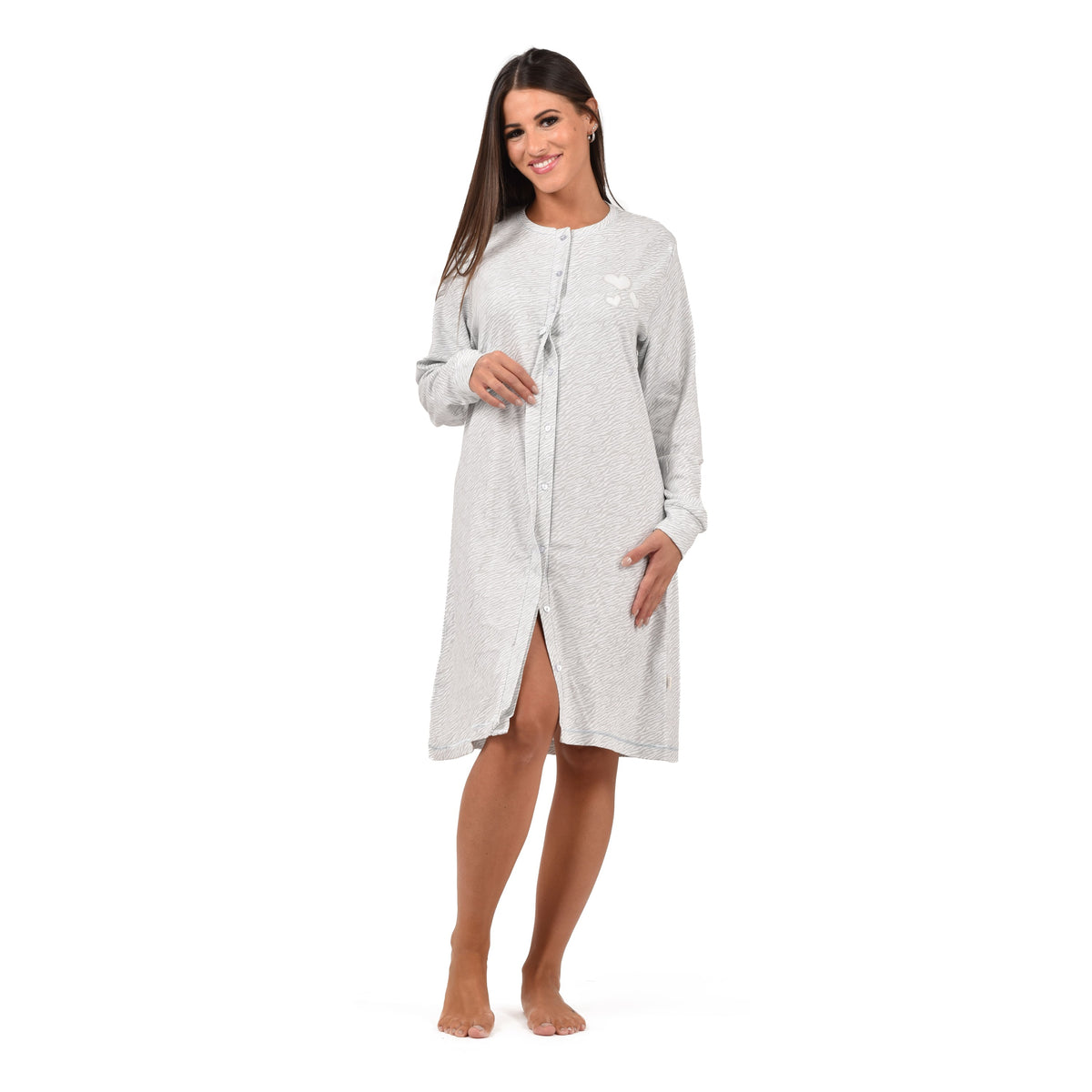 Camicia da notte caldo cotone con bottoni tigrato Irge IR1910