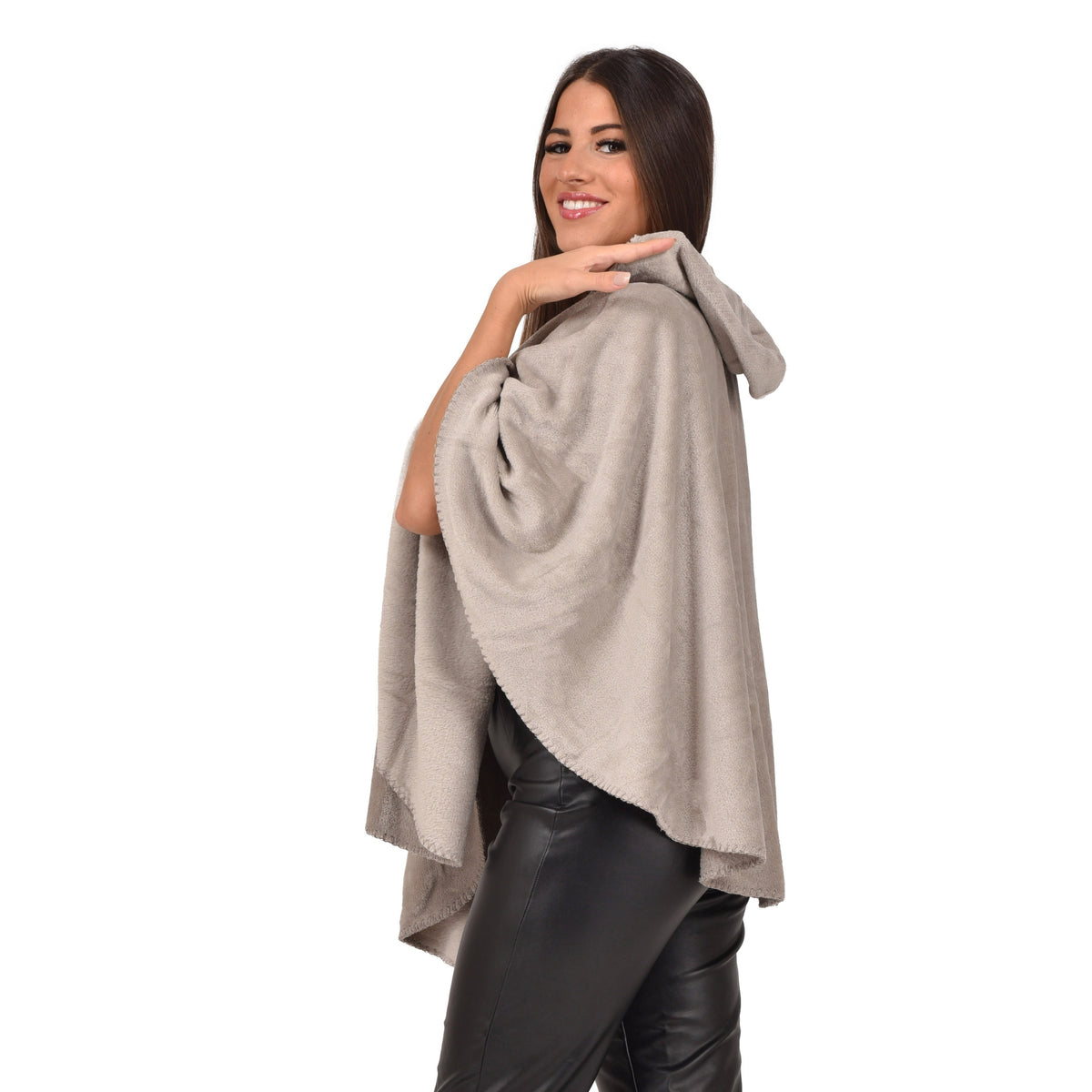 Cappa Giacca con cappuccio e alamari donna caldo flannel Biancaluna