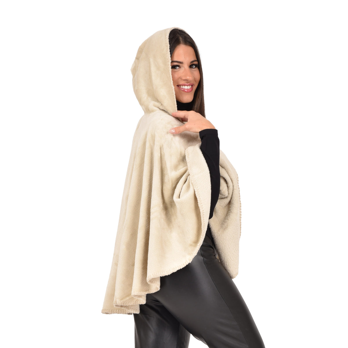 Cappa Giacca con cappuccio e alamari donna caldo flannel Biancaluna