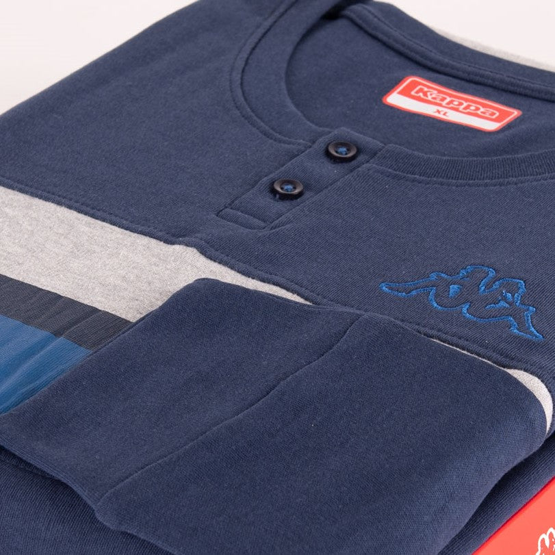 Pigiama uomo Kappa 21264 caldo cotone blu navy con polsini