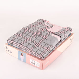 Pigiama donna caldo cotone con polsini Cippi 2160 grigio rosa