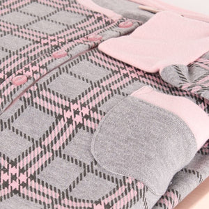Pigiama donna caldo cotone con polsini Cippi 2160 grigio rosa