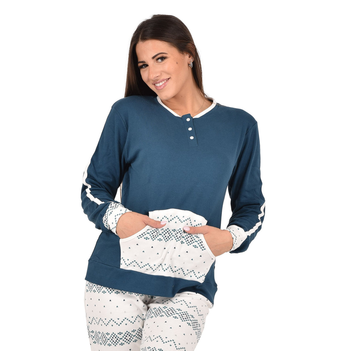 Pigiama donna Cippi 2282-W23 caldo cotone cuori