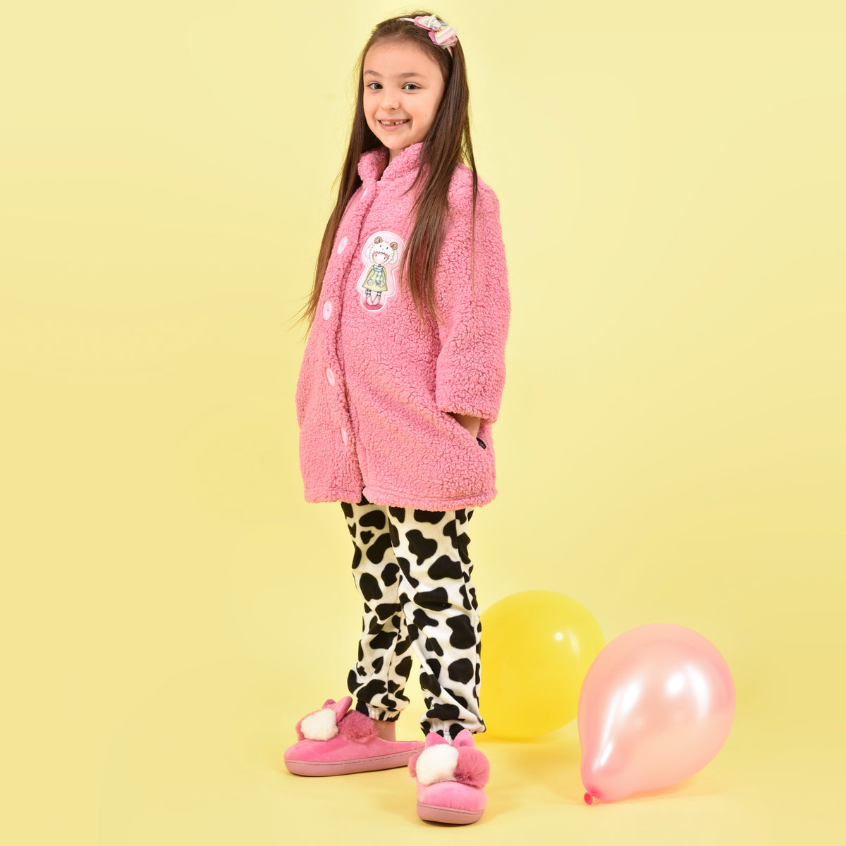 Giacca camera bimba Santoro Gorjuss 57420 pile sherpa rosa