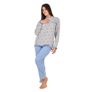 Pigiama donna Cippi 2224 invernale caldo cotone iris grigio
