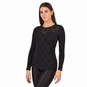 Maglia donna Jadea 4290 moda maniche lunghe tulle floccato pois