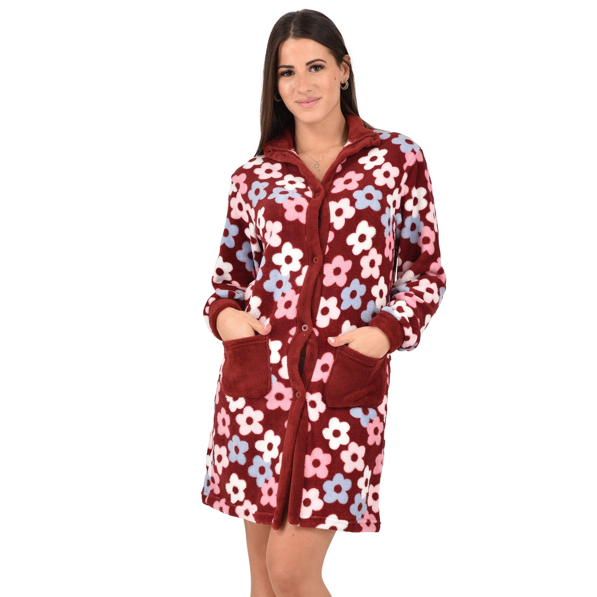 Vestaglia donna Biancaluna 23D93012 in caldo pile coral