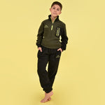 Pigiama tuta in pile micro polar mezza zip e taschino bambino Kappa 22133-Y militare nero