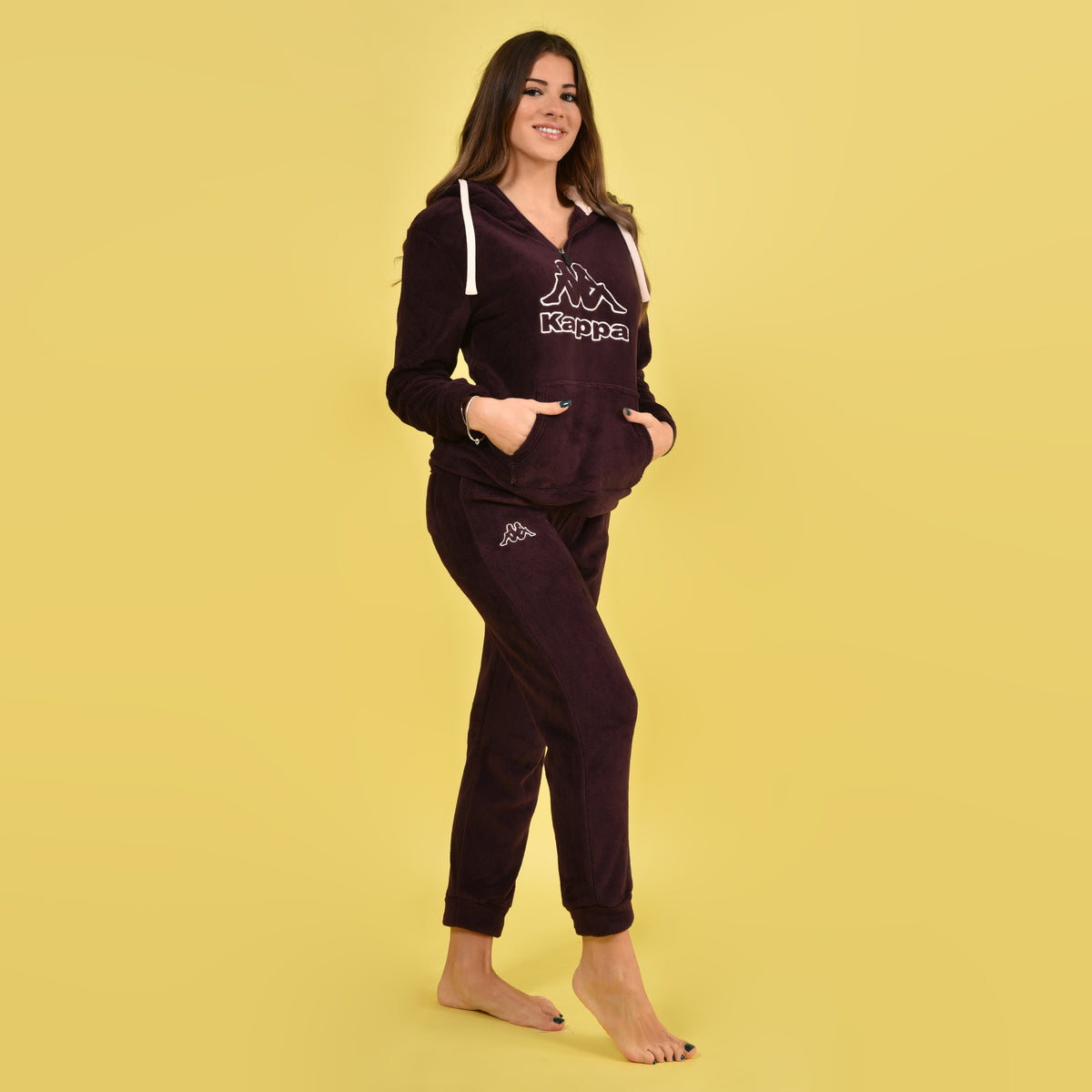 Pigiama bimba coral caldissimo prugna con logo Kappa 22267