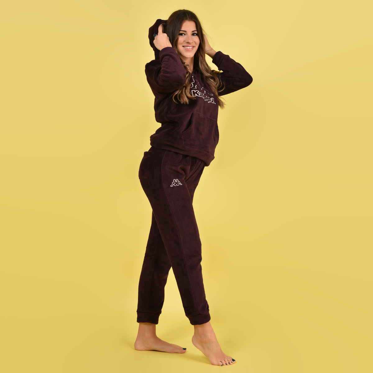 Pigiama bimba coral caldissimo prugna con logo Kappa 22267
