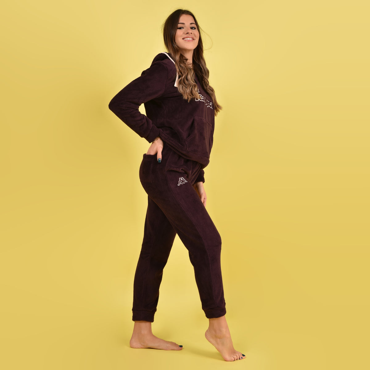 Pigiama bimba coral caldissimo prugna con logo Kappa 22267