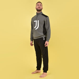 Pigiama pile sportivo uomo Juventus mezza zip 1055 grigio