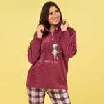 Pigiama donna invernale coral gattini fantasia quadretti rosa orchidea Karelpiù SE3478