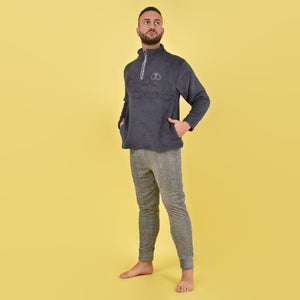Pigiama uomo coral mezza zip a collo alto pantaloni spigati Karelpiù 