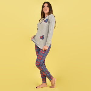 Pigiama donna caldo cotone grigio Karelpiù SE3419